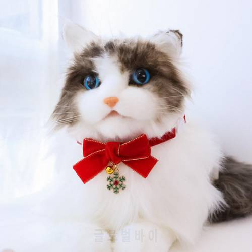 Pet Cat Collar Necklace With Bell Safety Buckle Christmas Bow Pet Bow Tie Cat Collars For Dogs Cats Grooming Cat Accessories