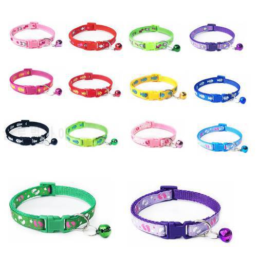 With Bell Adjustable Polyester Buckle Collar Cartoon Dog Cat Collars Cat Pet Supplies Accessories Collar Small Dog Necklace