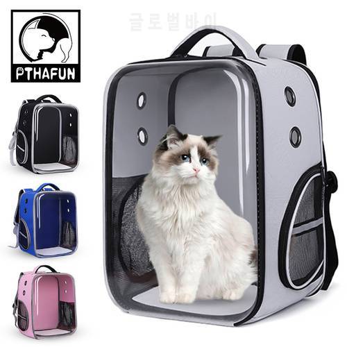 Pet Cat Carrier Bag Cat Carrier Backpack Square Outdoor Carry Travel Pet Bags Breathable Transparent Cats Double Shoulderbag