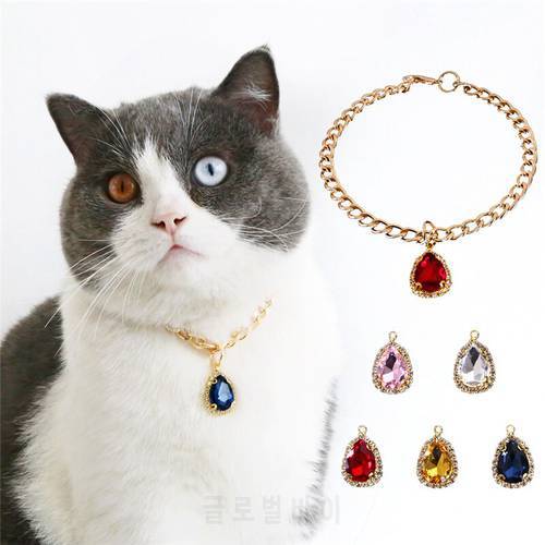 S-L Chic Crystal Pendant Pet Collar Fashion Holiday Party Collars For Pets Gold Color Chain Cats Puppy Dogs Supplies Accessories