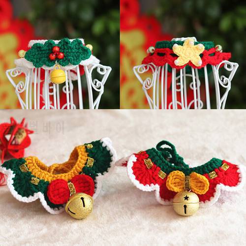 Cute Pet Knitting Wool Collar Cats Gogs Christmas New Year Spring Festival Collar Accessories Clothing Toys