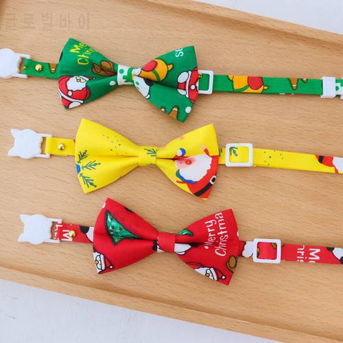 Winter Christmas New Year Pet Collar With Bell Cat Dog Collar Bow Santa Claus Decoration Snowflake Style Kitten Puppy Necklace