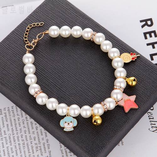 Pet Collar Pearl Hand-woven Adjustable General Cat Collar for Cats and Dogs Cat Pearl Jewelry Pet Products