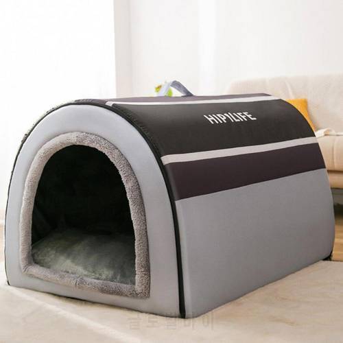 Dog House Kennel Soft Pet Bed Small Cat Tent Indoor Enclosed Warm Plush Sleeping Nest Basket With Removable Cushion Pet Supplies