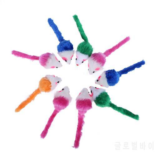 1pc 10pcs Cat Toys False Mouse Pet Funny Toys For Cats Kitten with Colorful Feather Plush Mini Mouse Toys Puppy Supplies