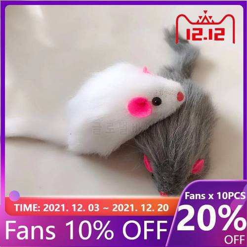 New False Mouse Cat Toy Long Tail Mice with Sound Rattling Soft Real Rabbit Fur Toy for Cats Squeaky Plush