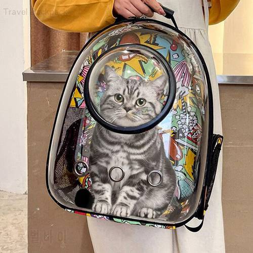 Cat bag pet backpack go out portable breathable dog school bag transparent space capsule cage box cat supplies
