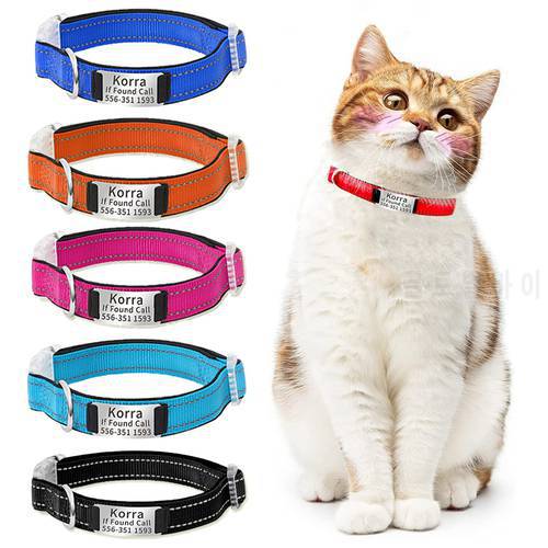 Nylon Cat Collars With Custom Id Name Adjustable Puppy Kitten Necklace Rabbit Necklace For Cats And Small Dogs Pet Supplies