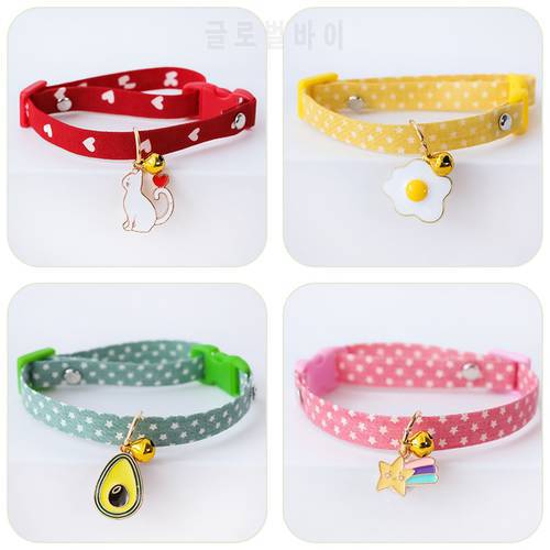 Pet cat printing Collar with Bell dog Kitten Puppy Adjustable Buckle Necklace Cartoon Cute tie hollow flower pet accessories