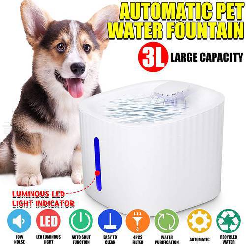 NEW Automatic Pet Cat Water Fountain Dispenser USB LED 3L Ultra Quiet Dog Drinking Bowl Drinker Feeder Bowl Pet Drinking Feeder