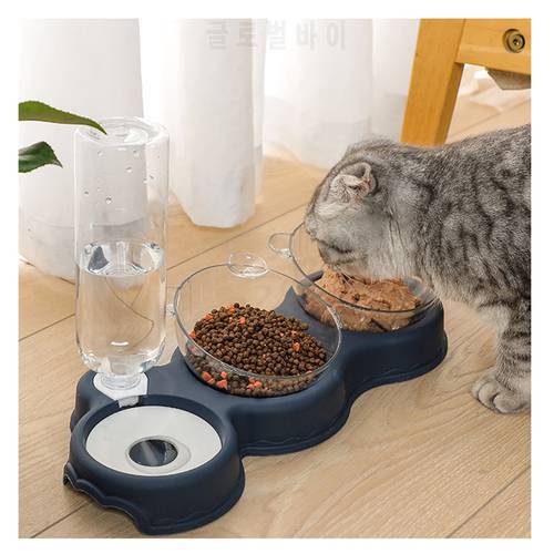 Pet Cat Bowl Automatic Feeder Dog Cat Food Bowl With Water Fountain Double Bowl Drinking Raised Stand Dish Bowls For Cats
