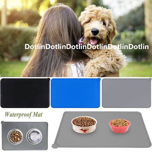Pet Dog Waterproof Silicone Mat Kitten Solid Color Soft Puppy Food Pad Feeding Placemat Easy Washing Drinking Bowl Mat for Dogs