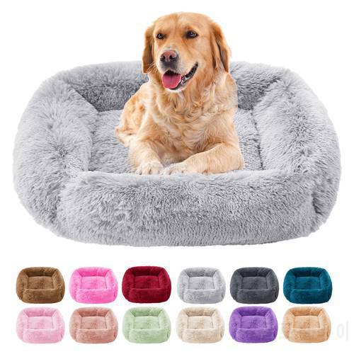 Calming Dog Bed Sleeping Mat Winter Cat Bed Square Cuddler Beds Soft Fluffy Plush Puppy Cushion for Small Medium Large Dogs Cats