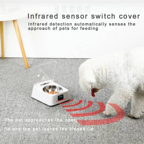 350ML Dogs Cats Automatic Pet Feeder 5G Infrared Sensor Switch Cover Anti-mouse Moisture-proof Intelligent Stand Pet Dish Bowl