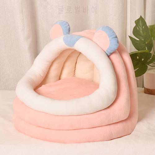Deep Sleep Cat Mat Winter Warm Cat Blanket Cushion Semi-Enclosed Pet Bed Villa Washable Dog Cushions Bed Sofa Cat Accessories
