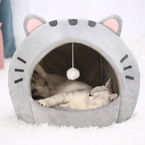 Cute Cat Bed Warm Pet House Kitten Cave Cushion Comfort Cat House Dog Basket Tent Puppy Nest Small Dog Mat Supplies Bed For Cats