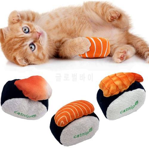 Teething Dog Funny Cute Sushi Shaped Interactive Squeaky Toys Chew Toy Catnip Pillows Cat Mint Toys