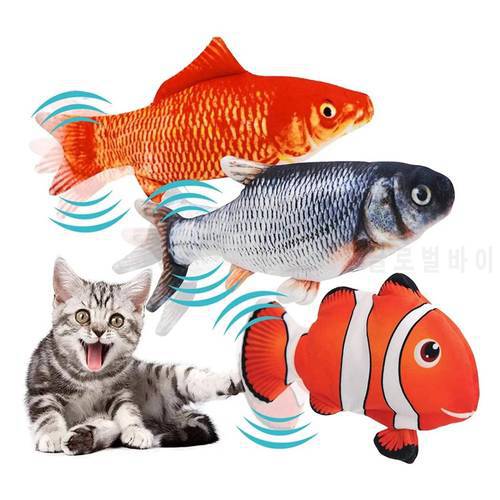 USB Electric Flopping Fish Moving Cat Kicker Fish Toy Realistic Floppy Fish Wiggle Fish Catnip Toys Plush Interactive Cat Toys