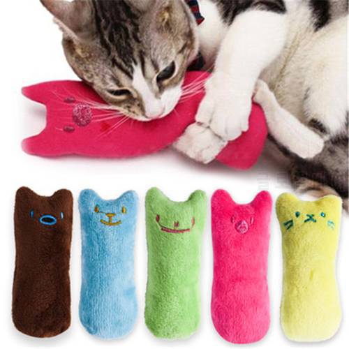 Teeth Grinding Catnip Toy Pet Kitten Chewing Vocal Toy Short Plush Interactive Claws Thumb Bite Cat Mint Toy Pet Cat Supplies