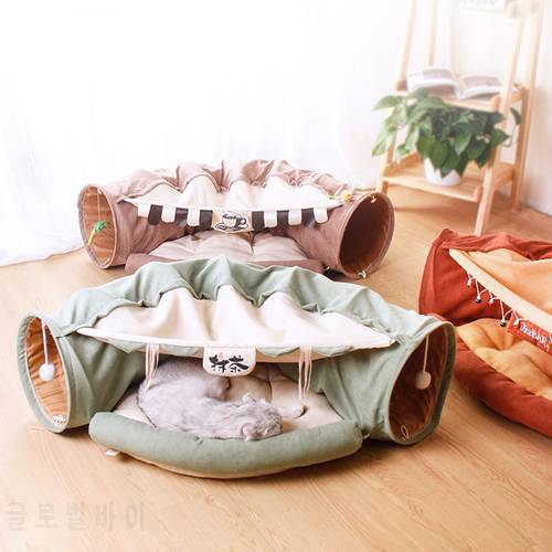 Pet Cats Tunnel Toy Interactive Play Toy Mobile Collapsible Ferrets Rabbit Bed Tunnels Tube Indoor Toys Kitten Exercising Produc