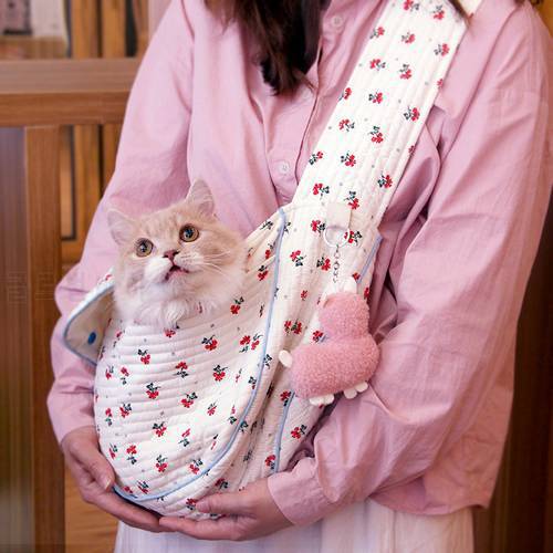 Cat Carrier Bags Puppy Handmade Small Pet Dog Outdoor Travel Handbag Canvas Single Shoulder Bag Tote Shoulder Bag Breathable