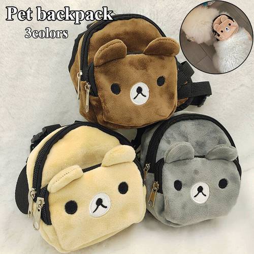 Cute Cartoon Pet Dog Backpack Harness Adjustable Outdoor School Bags Multi-pocket Carrier For Chihuahua Dog Cats Pet Supplies