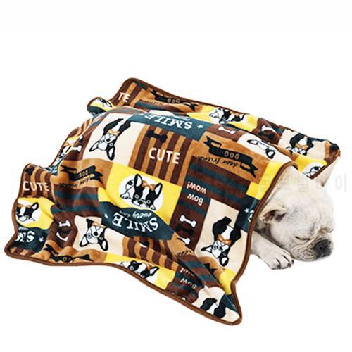 Fashion Flannel Pet Blanket Comfortable Muticolor Print French Bulldog Dog Bed Mat Sofa Autumn Winter Pet Stuff for Dogs Cats