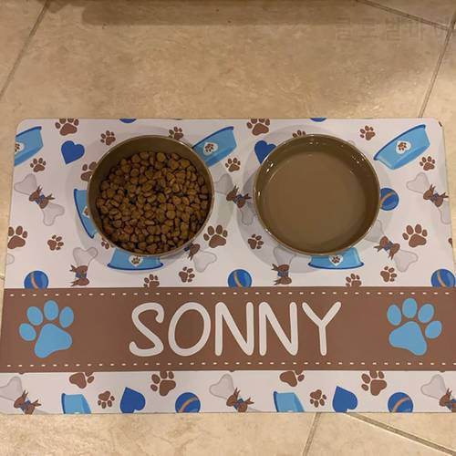 Customized Pet Bowl Mat Dog Lover Gift Pet Placemat PU Material Waterproof Non-slip Food Plate Bowl Pad Drinking Feeding Pet Mat