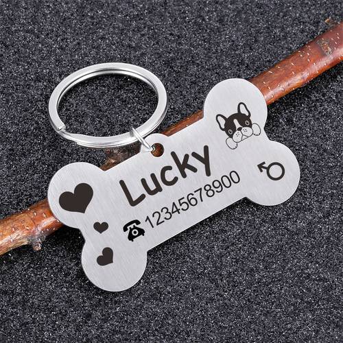 Free Engraving Dog ID Tags Personalized Pet Name Tel Gender Anti-lost Nameplate Pendant Customized Dogs Pets Collar Accessories