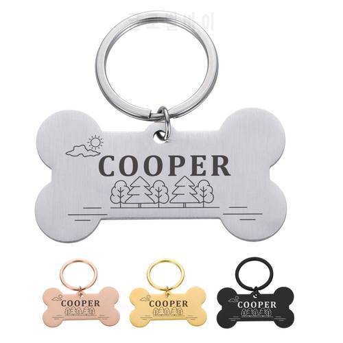 Free Custom Dog Tag Engrave Name Tel Address Anti-lost ID Tag Suitable for Dog Cat Pet Stainless Cat Collar Accessory Nameplate