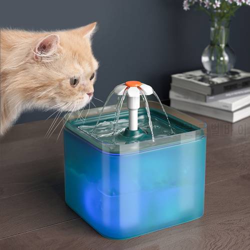 2L Automatic Cat Water Fountain Pump with Filter/LED Light Quiet Pets Drinking Fountain Water Bowl Dispenser Drinker for Cat Dog