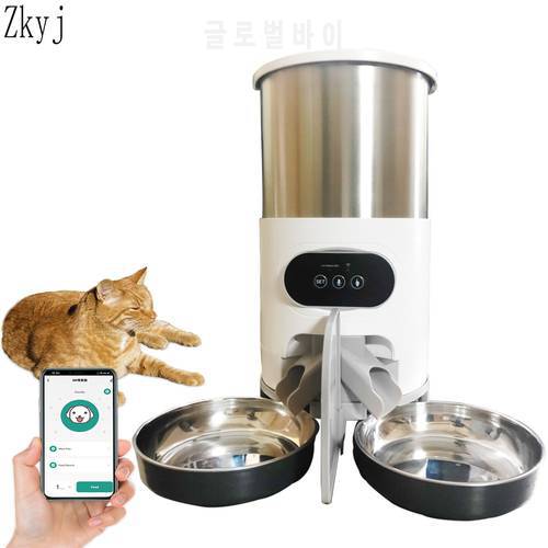 Pet Automatic Feeder Wifi Remote Control Button Version Smart Dog Cat Dry Food Dispenser Bowl USB Battery Timer Pets Feeder