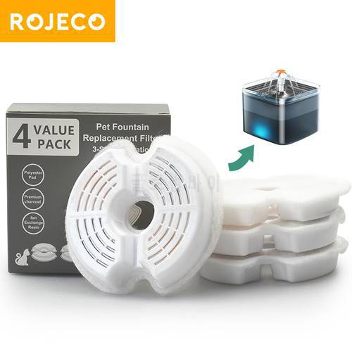 ROJECO Cat Water Fountain Filter Drinking Fountain Replacement Filters For Cat Drinker Automatic Pet Water Dispenser Supplies