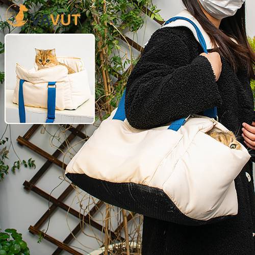 2022 New Multifunction Cat Carrier Bag House Handbag for Cat Small Dog Outdoor Travel Shoulder Cotton Plush Cat Bag Accessories
