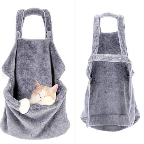 Cat Holder Carrier Apron Velvet Pet Sleeping Chest Apron with Pocket for Holding Pet Sleeping Bag Velvet Apron Warm Comfort