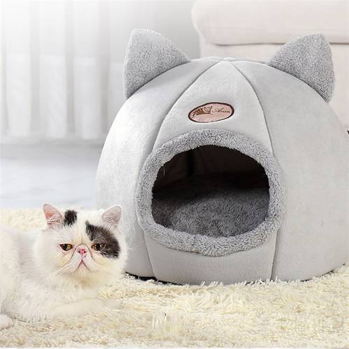 Cat Dogs Bed Semi-Enclosed Cat&39s Head Chats Litter Box Breathable Hand-Washed Suitable Small Dog Pet Mat House Accessories