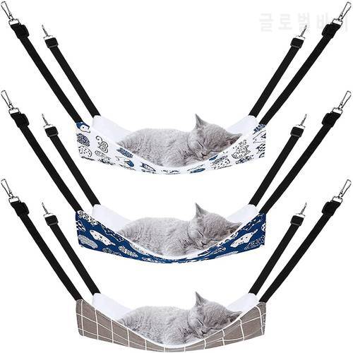 Cat Hanging Hammock with Adjustable Straps Double-Sided Pet Cage Hammock Hanging Bed Resting Sleepy Pad for Small Animals Pets