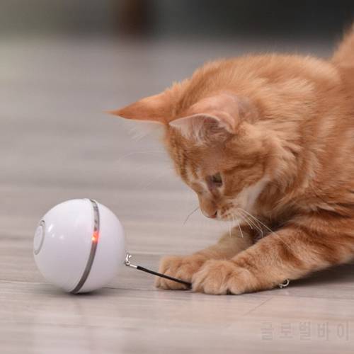 3 Colors Electric Pet Ball Colorful LED Rolling Flash Ball with Bell Feather USB Rechargeable Cat Ball Toy for Puppys Cats