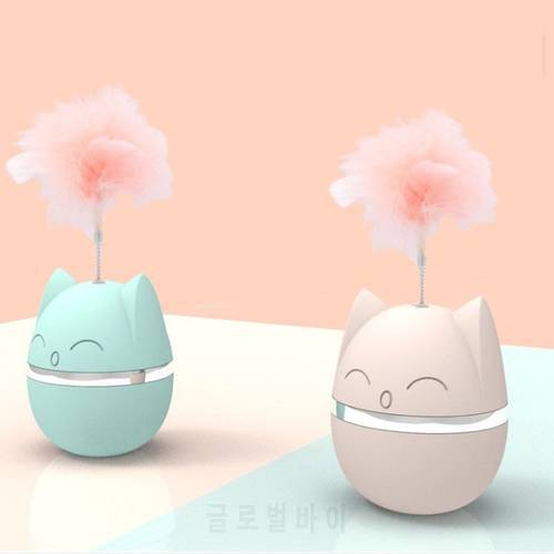 New cat head tumbler cat toy feather funny cat toy interactive self-hey pet toy Sway left and right for Indoor Kitten