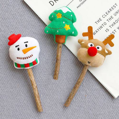 Christmas Cat Toys Teeth Grinding Catnip Toys for Kitten Cat Self Toy Funny Interactive Gifts Cat Teaser Playing Stick Toy