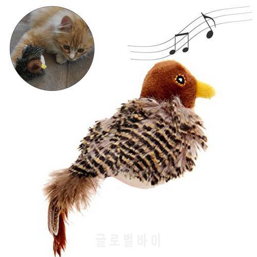 Cat Toy Sparrow Shaped Bird Simulation Sound Toy Pet Interactive Sounding Plush Doll Funny Pet Supplies