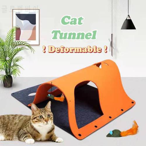 4 Forms Deformable DIY Splicing Cat Tunnel Felt Free-combination Kitten Toy Foldable Pet Aisle Nest House Interactive Play Tube
