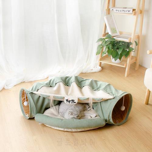Cat Tunnel Toy Funny Pet 2 Holes Play Tubes Balls Collapsible Crinkle Kitten Toys Puppy Ferrets Rabbit Play Dog Channel Tubes
