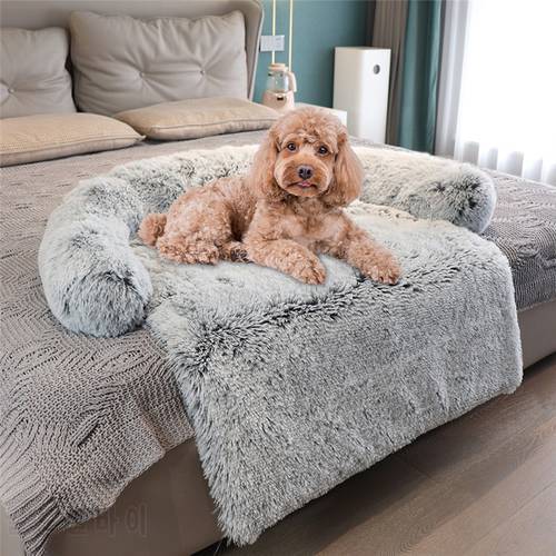 Washable Pet Sofa Dog Bed Calming Bed For Large Dogs Pad Blanket Winter Warm Cat Bed Mat Couches Car Floor Furniture Protector