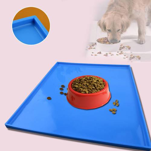 Pet Feeding Silicone Non Slip Spillproof Dog Cat Mats Food Tray Easy Cleaning Storage