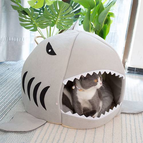 Cats Accessories Cat&39s Chats House Dogs Nesk Plush Cartoon Cute Shark Four Seasons High Resilience Sponge Full Pet Bed Supplies
