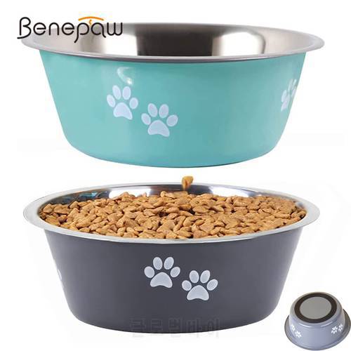 Benepaw Stainless Steel Dog Bowl Durable Non-Slip Rubber Bottom Food Water Pet Bowl Puppy Feeder For Small Medium Large Dogs