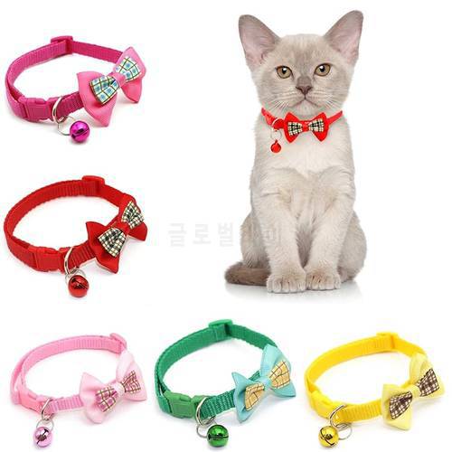 Cat Collar Adjustable Safety Buckle Dog Cat Accessories Fashion Checkered Bow With Bell Pet Supplies