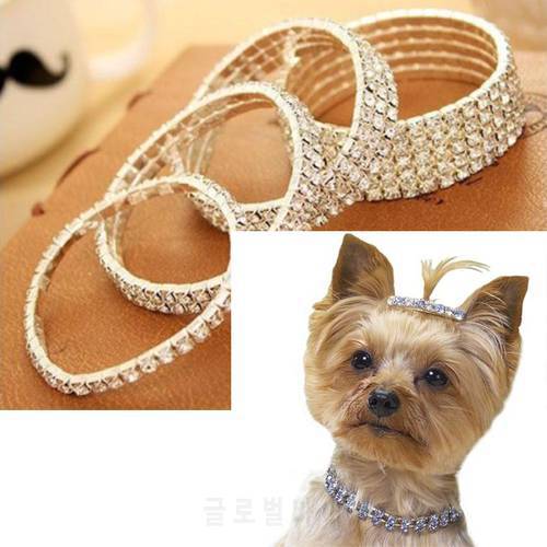 New Mini Pet Cat Dog Bling Rhinestone Chocker Collar 1/2/3/4 Layer Dog Necklace Crystal Pet Jewearl Collars Decor Accessories