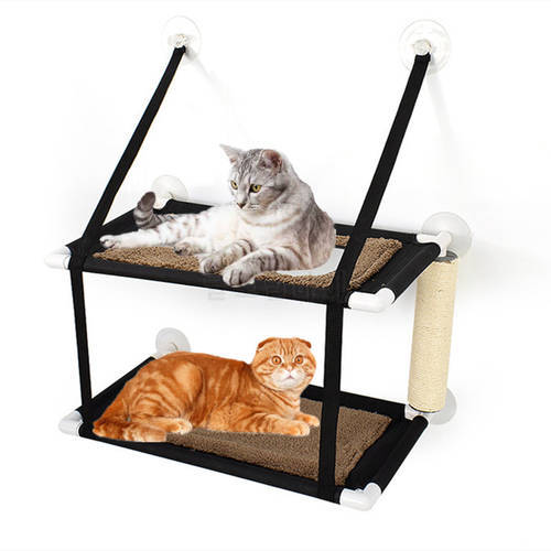 Double Layer Pet Hanging Beds Cats Shelves Bearing 20kg Cat Sunny Window Seat Mount Pet Cat Sleeping Hammock Cat Bed Accessories